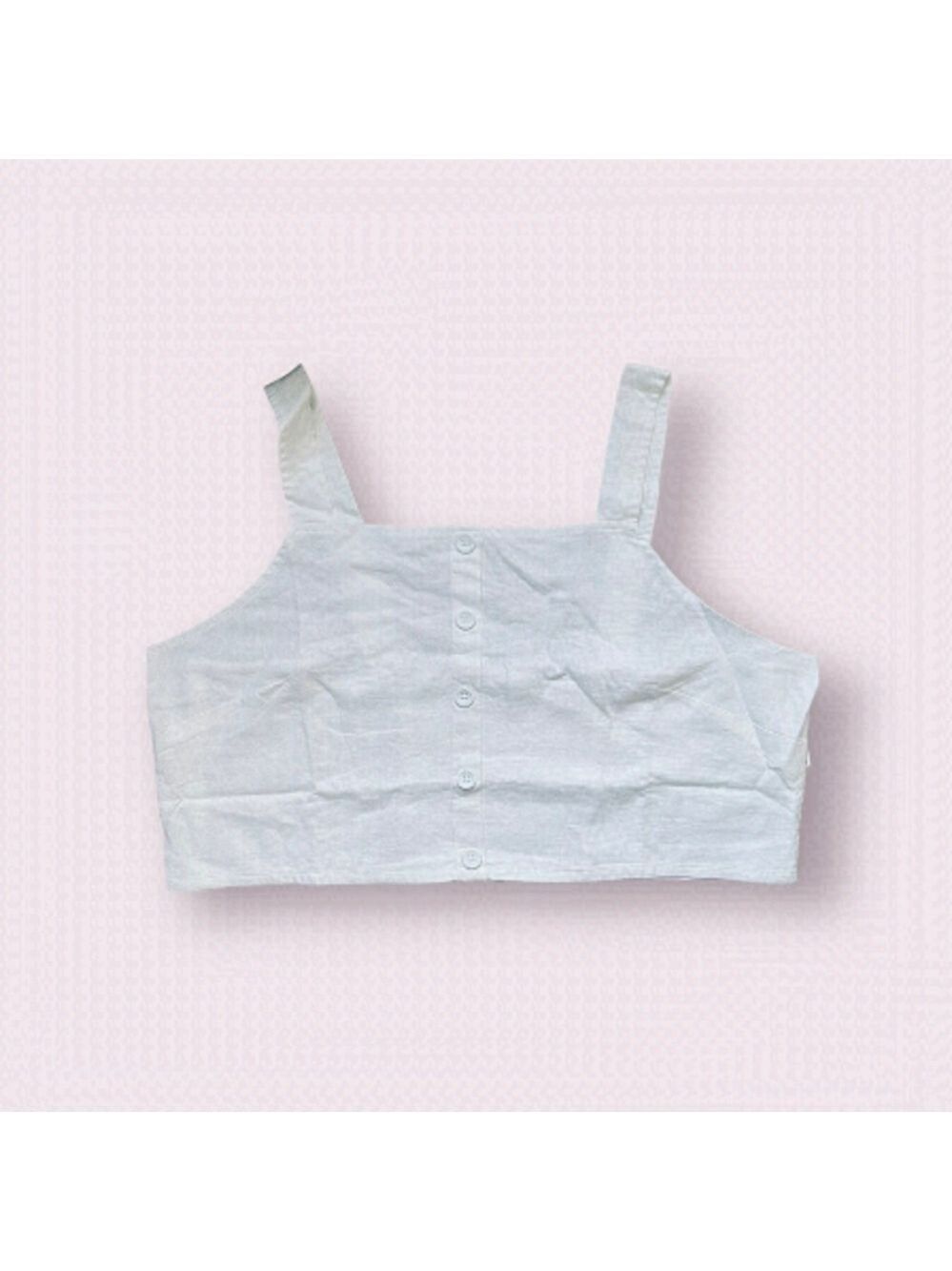 BP crop tank button front linen blend white cami shirred smocked back size 3X